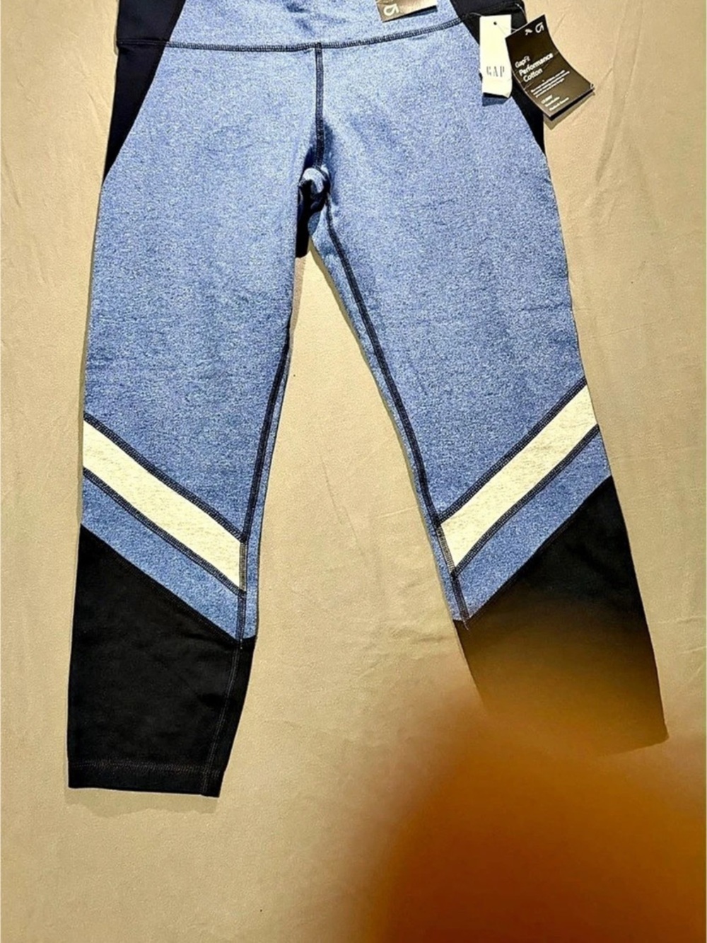 GapFit GFast 7/8-Length High-Rise Leggings Color Block Blue Small